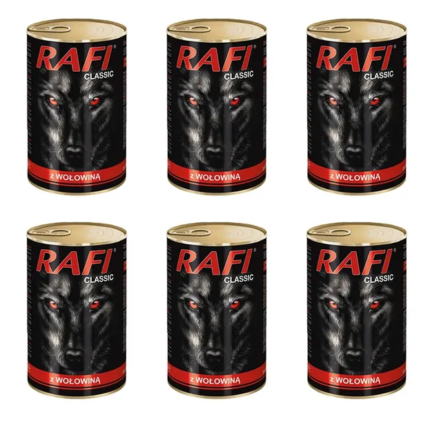 Mokra karma dla psa RAFI WOŁOWINA zestaw puszek 6x1240g Dolina Noteci