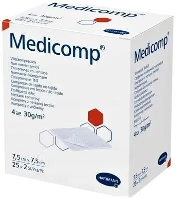 MEDICOMP kompres jałowy 7,5cm x 7,5cm 50 sztuk Hartmann