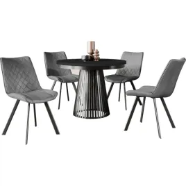 stol-rozkladany-czarny-100-176-cm-lamelio-4-krzesla-szare-tapicerowane-luxi