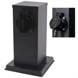 slupek-ogrodowy-zewnetrzny-stojacy-230v-20cm-2x-gniazdo-sieciowe-czarny