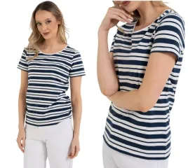 damska-koszulka-t-shirt-bawelniana-w-paski-klasyczna-granatowa-moraj-xl