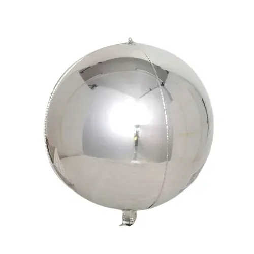 Balon Srebrny 4D w kształcie Srebrnej KULI 55 cm EXCLUSIVE Balony Wesele XL