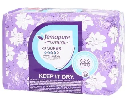 FEMAPURE CONTROL WKŁADKI Higieniczne SUPER 9SZT NIETRZYMANIE MOCZU