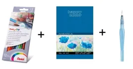 kredki-akwarelowe-pentel-12-kolorow-gratis-blok