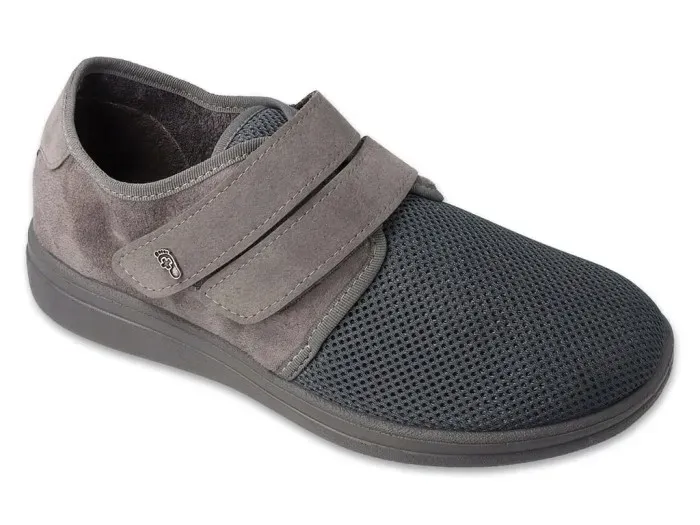 BUTY MIĘKKIE DLA SENIORA Z JONAMI SREBRA RZEP STOPA CUKRZYCOWA HALUKSY R.45