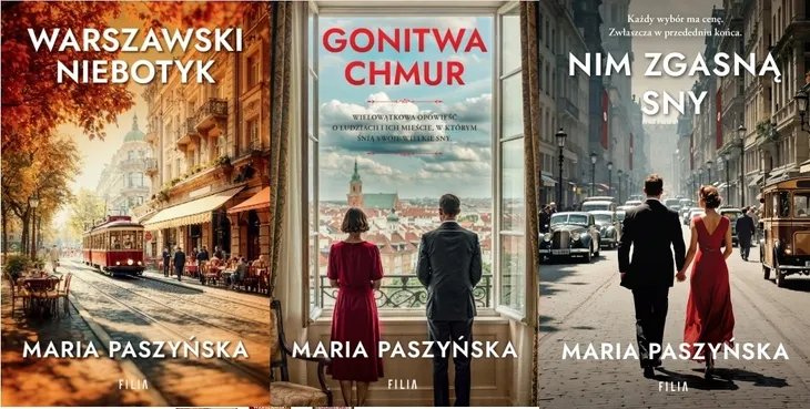 PAKIET 3X WARSZAWSKI NIEBOTYK - TOMY 1-3 - GONITWA CHMUR + NIM ZGASNĄ SNY