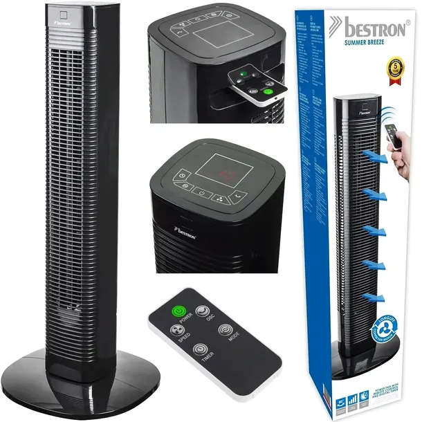 Wentylator wiatrak kolumnowy Bestron wieża pilot timer 3 prędkości 50W 80cm
