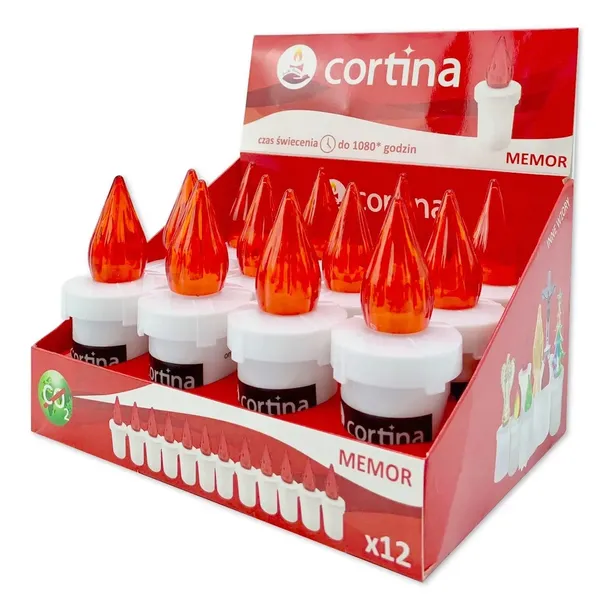 Wkład do zniczy LED ZNICZ LED Cortina Memor KARTON 12 SZTUK