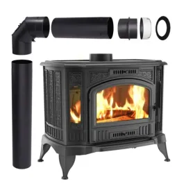 piec-na-drewno-koza-k9-kominek-wolnostojacy-zeliwny-10-kw-fi150-zestaw-eko