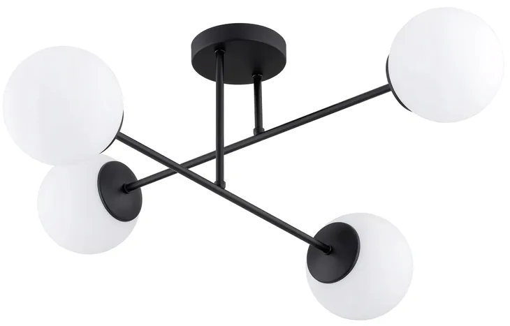 Lampa Wisząca Sufitowa Żyrandol Czarna Białe Kule Milo LED E27