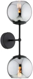 lampa-scienna-kinkiet-podwojny-szklana-czarna-kula-chrom-dior-led-e27