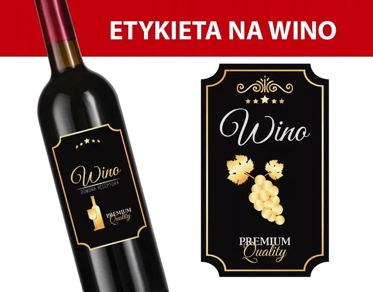 ETYKIETY samoprzylepne na Wino DOMOWE PREMIUM QUALITY NOWE naklejki 10 szt.