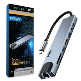 adapter-hub-8w1-polion-usb-c-przejsciowka-usb-3-0-pd-hdmi-4k-sd-lan