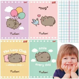 zeszyt-a5-kratka-32-kartki-laminowany-unipap-majewski-pusheen-kotek-4-szt