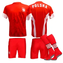 stroj-pilkarski-sportowy-orzel-polska-getry-czerwony-92cm