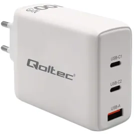 qoltec-ladowarka-100w-gan-2x-usb-c-pd-1x-usb-qc-3-0-biala