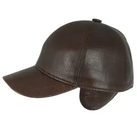 skorzana-czapka-z-daszkiem-ocieplana-z-oslona-uszu-bejsbolowka-braz
