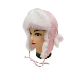 ciepla-czapka-dziecieca-zimowa-uszatka-ortalion-pompony-jasny-roz