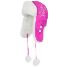 czapka-zimowa-dziecieca-uszatka-jamnik-ortalionowa-haft-ortalion-ciemny-roz