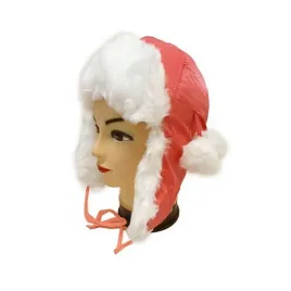 czapka-dziecieca-zimowa-uszatka-ortalionowa-nieprzemakalna-pompony-koralowy