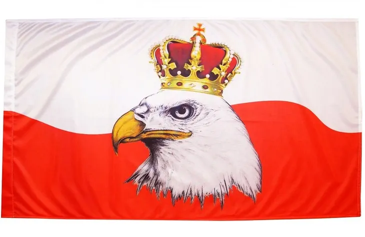 FLAGA POLSKI BARWY NARODOWE ORZEŁ W KORONIE 120x75