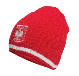 czapka-polska-dla-kibica-czerwona-prazkowana-z-haftowanym-godlem-czerwona