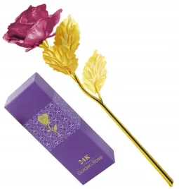 wieczna-roza-zlota-fioletowa-pudelko-prezent-walentynki-dzien-kobiet