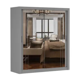 szafa-przesuwna-dubai-200-z-lustrem-polki-garderoba-szara-duza-producent-pl