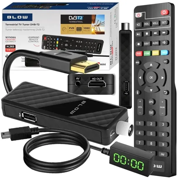 dekoder-tuner-tv-dvb-t2-hevc-h-265-full-hd-mini-stick-pilot-zestaw-stan-nowy-model-4893278