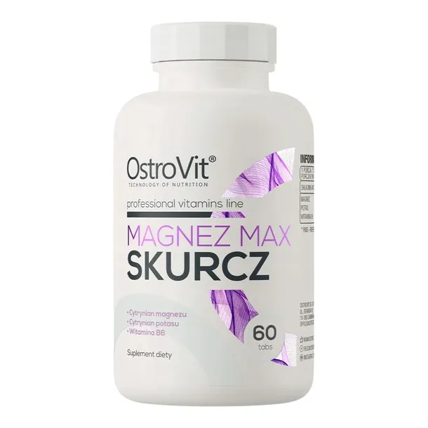 OSTROVIT MAGNEZ MAX SKURCZ CYTRYNIAN MAGNEZU POTASU B6 60 TABLETEK