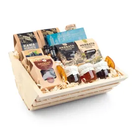 Zdjęcie produktu PREMIUM KOSZ prezentowy KAWA HERBATA na urodziny rocznicę BOX PREZENT