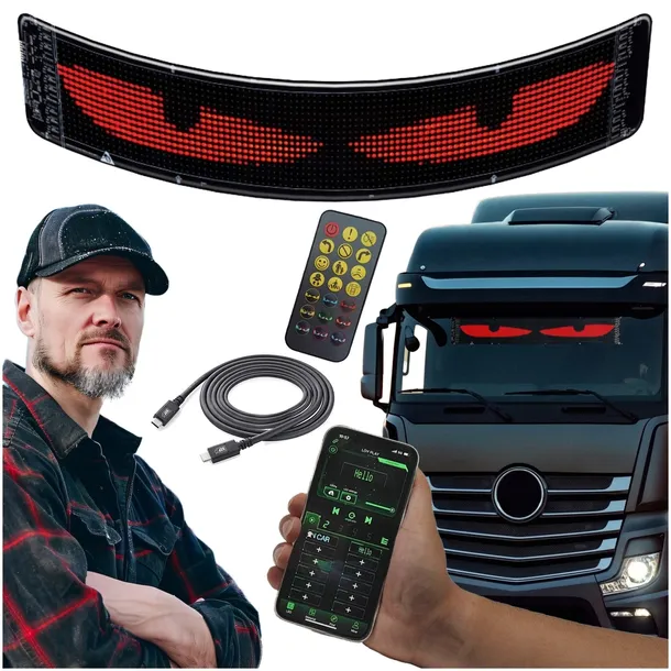 PANEL LED ELASTYCZNY TIR CIĘŻARÓWKA WYŚWIETLACZ 60X12cm Diabelskie oczy K12