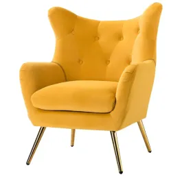fotel-do-salonu-wypoczynkowy-aksamitny-zolty-zlote-nogi-wysokie
