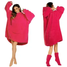 vivisence-5028-malinowy-bluza-oversize-szlafrok-rozowy