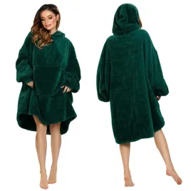 vivisence-5028-butelkowa-zielen-bluza-oversize-szlafrok-zielony