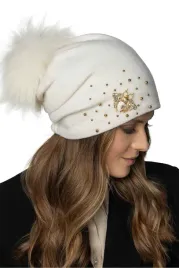 vivisence-7079-ciepla-recznie-ozdoby-pompon-welna-damska-ecru-czapka