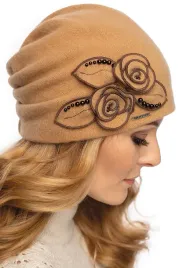 vivisence-7068-bezowy-welna-kwiaty-damska-ciepla-zimowa-czapka