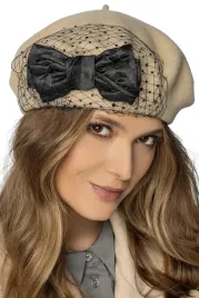 vivisence-7081-welna-woalka-kokarda-tiul-cieply-damski-bezowy-beret