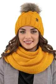 komplet-damski-czapka-i-komin-miodowy-vivisence-7014kmpl-cieple-na-zime