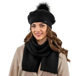 vivisence-7035kmpl-czarny-damski-cieply-komplet-beret-szalik