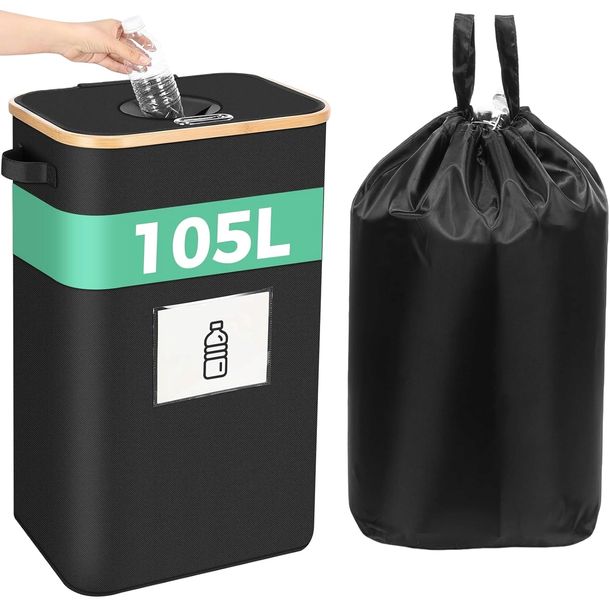 KOSZ NA BUTELKI KAUCYJNE ZWROTNE TORBA Z UCHWYTAMI 105L SOLIDNY CZARNY