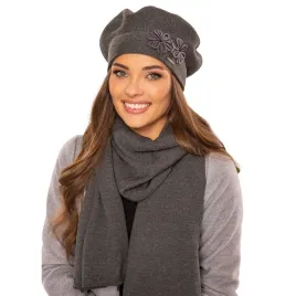 vivisence-7007kmpl-ciemnoszary-uniwersalny-cieply-komplet-beret-szalik