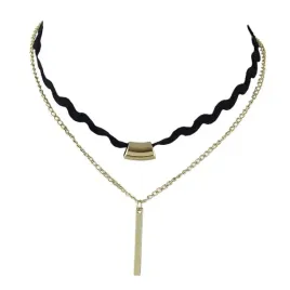 czarny-choker-naszyjnik-zloty-zawieszka-tasiemka