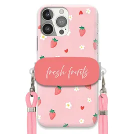 etui-do-iphone-13-pro-uchwyt-rozowy-sznurek-pink-fresh-fruits-truskawki