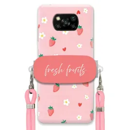 etui-do-xiaomi-poco-x3-uchwyt-rozowy-sznurek-pink-fresh-fruits-truskawki
