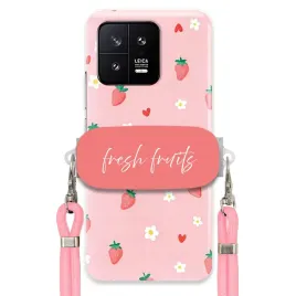etui-do-xiaomi-13-uchwyt-rozowy-sznurek-pink-fresh-fruits-truskawki-cute