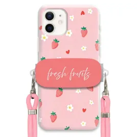 etui-do-iphone-12-uchwyt-rozowy-sznurek-pink-fresh-fruits-truskawki-cute