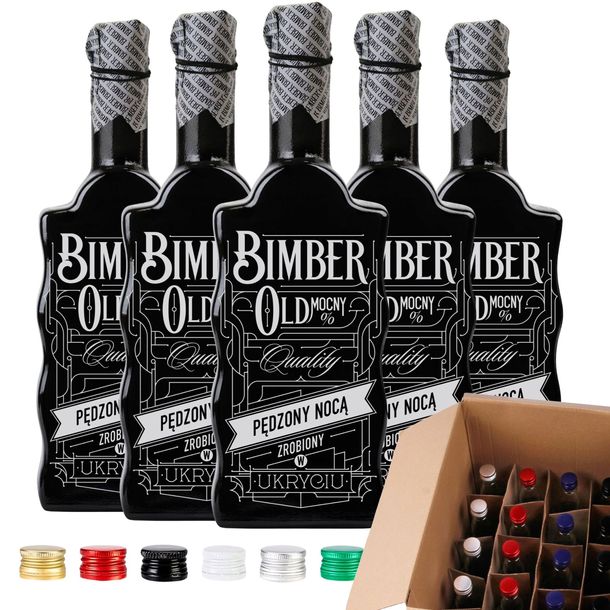 BUTELKA Z NADRUKIEM FALA 500 ML DO ROZLEWU BIMBRU I NALEWEK OWOCOWYCH x40