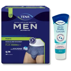 tena-men-pants-plus-granatowe-majtki-chlonne-s-m-9szt-balsam-do-ciala-20ml