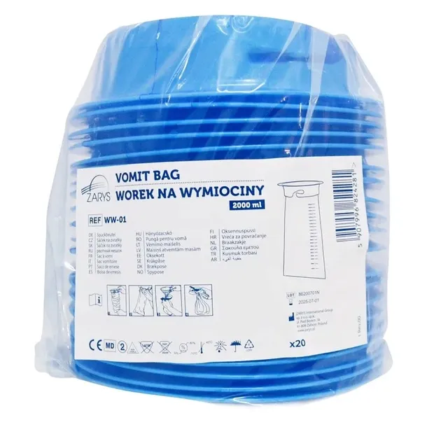 Worek Torba na Wymioty Wymiociny Jednorazowy Torebka Pojemnik 2000ml 20szt.